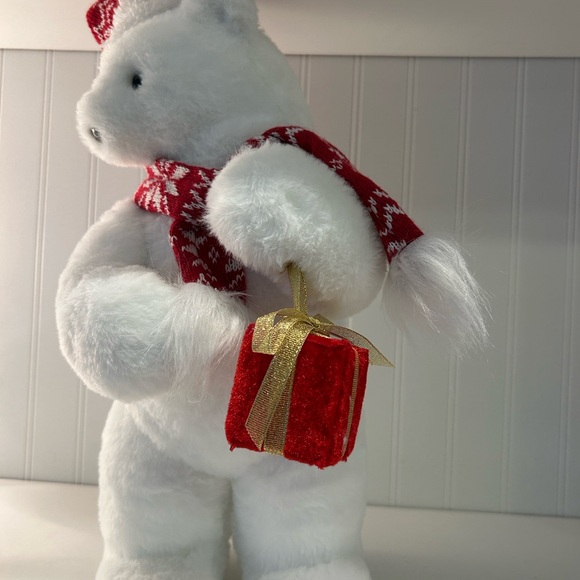 Festive White Polar Bear with Red Accents - Picture 6 of 9